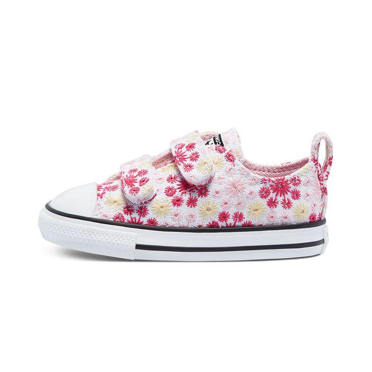 Converse Chuck Taylor All Star Low Top Walking Shoes Embroidered Pink Yellow Baby Shoes 771288C