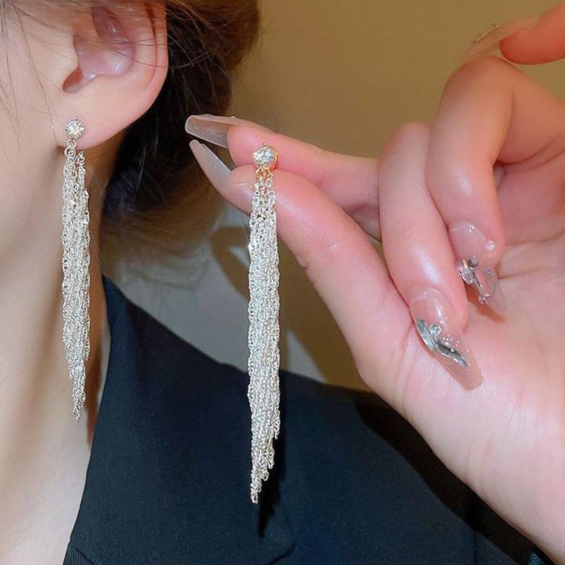 High-end Zircon Tassel Earrings for Women