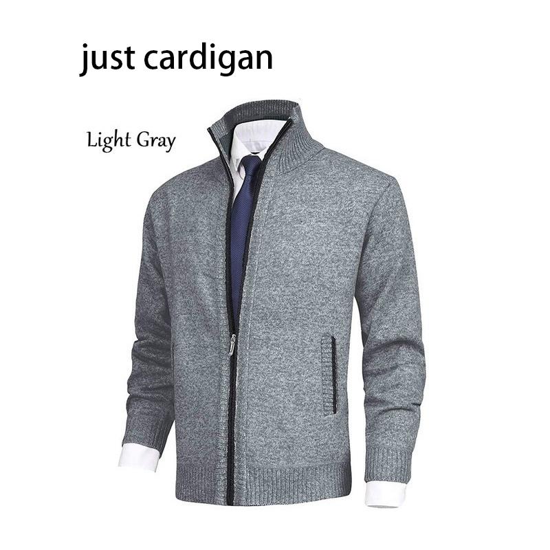 New Arrival Men's Solid Color Stand Collar Fashion Cardigan Sweater Knitted Jacket Plus Size Sweater Men Autumn/winter)