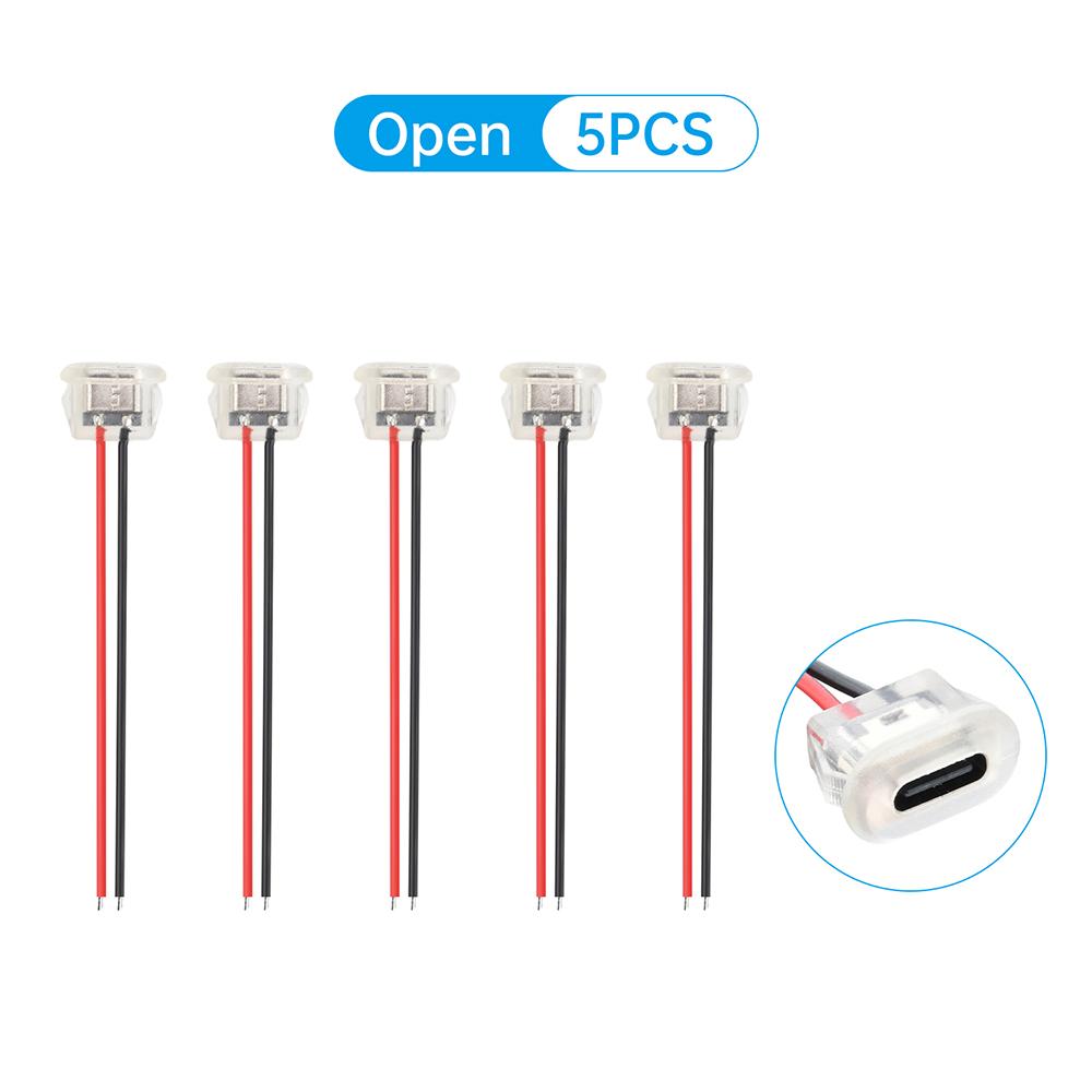 

[5PCS] 2Pin USB Type C Input Type Charging Receptacle Molded Straight Female Chassis Connector Waterproof USB-C Power Por