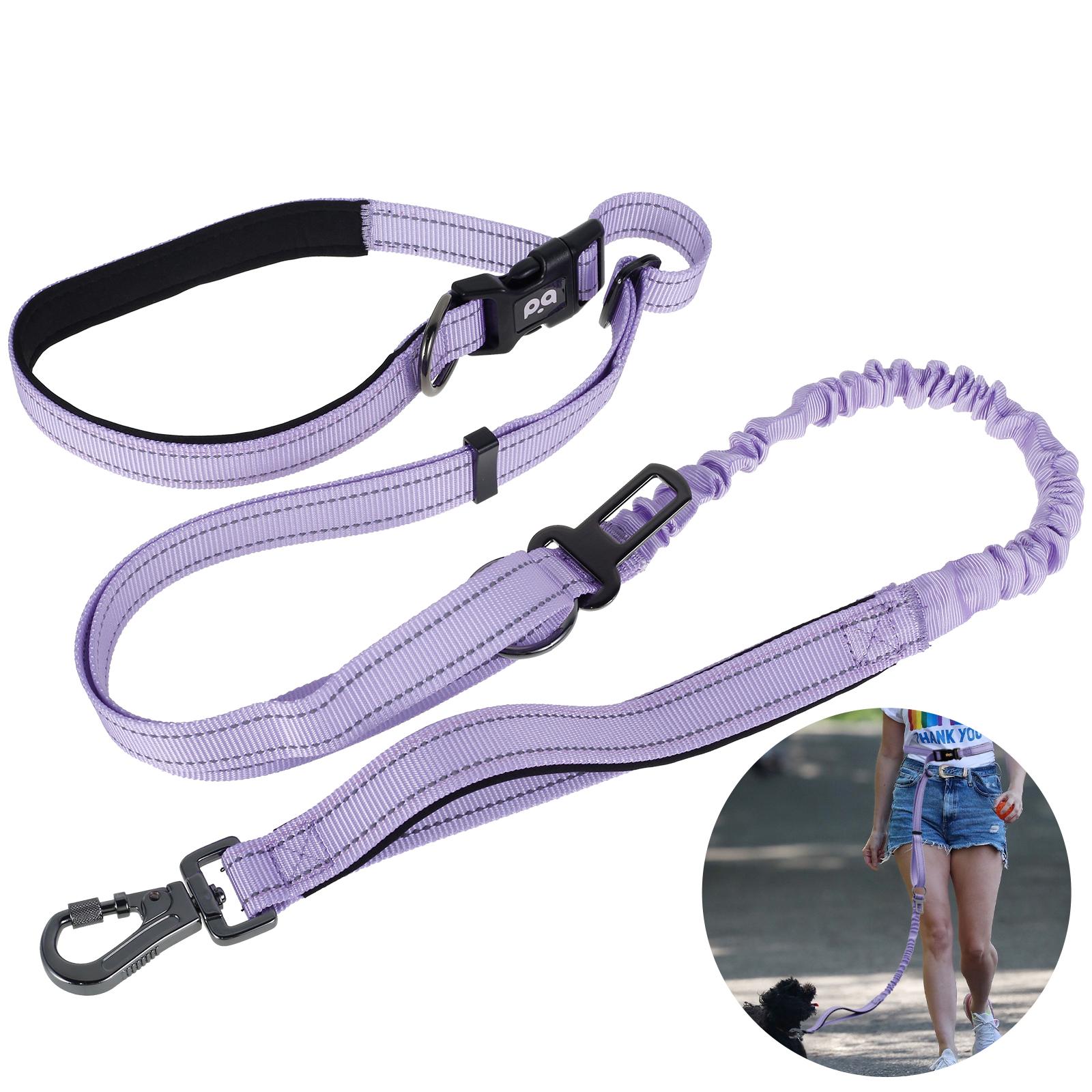 

Hand Free Dog Leash for Pet Reflective Adjustable Dog Leash for Walking Safe Waist Belt Chest Strap Traction Rope Dog Accessory 145-225cm світло-фіолетового кольору