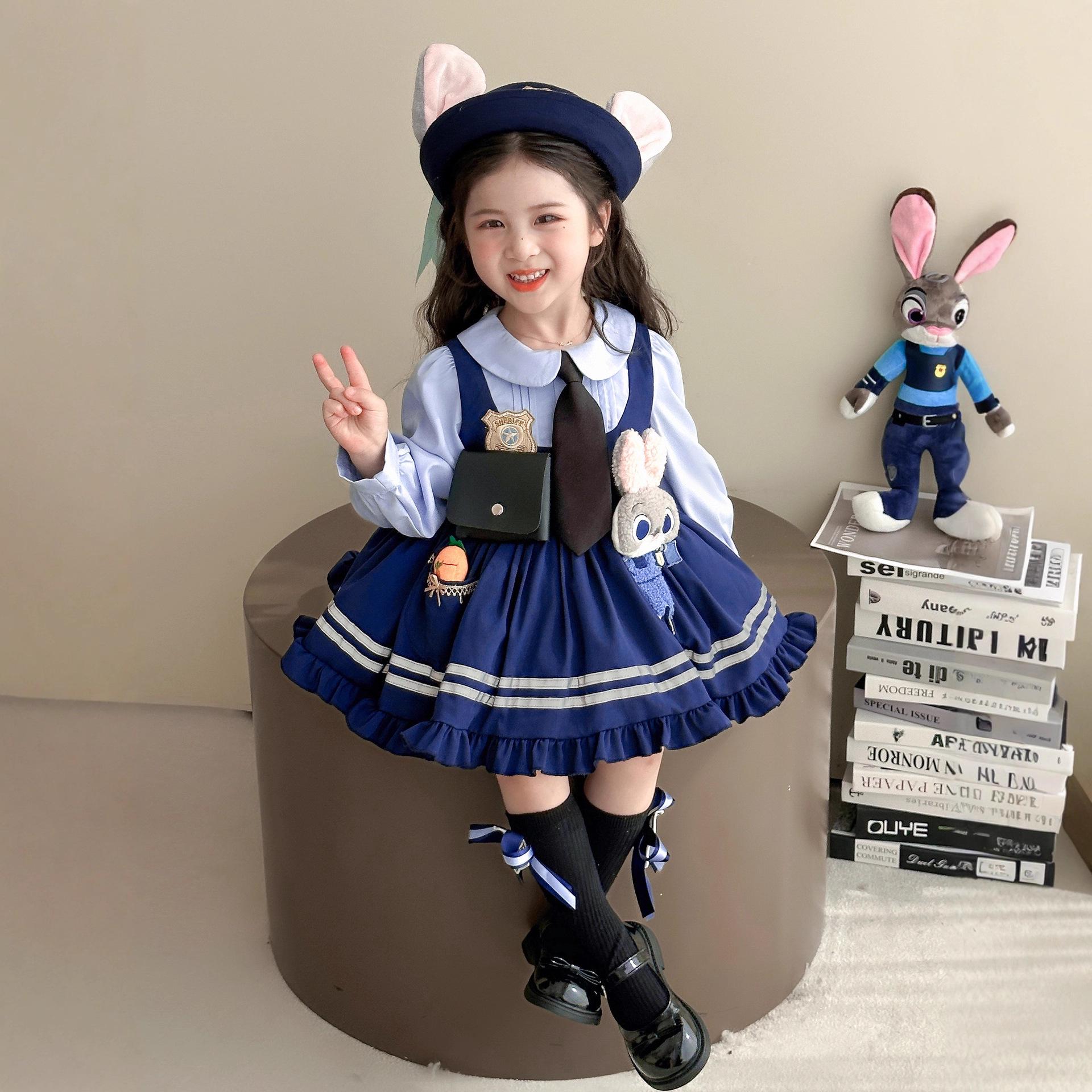 

Джуді Хоппс Поліцейський Офіцер Сукня Лоліта Принцеси з Довгим Рукавом для Дівчаток - Весняно/Осінній Наряд на День Народження Height 140cm