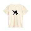 Summer new cartoon cute cat print design sense front shoulder crew neck versatile short-sleeved t-shirt women's