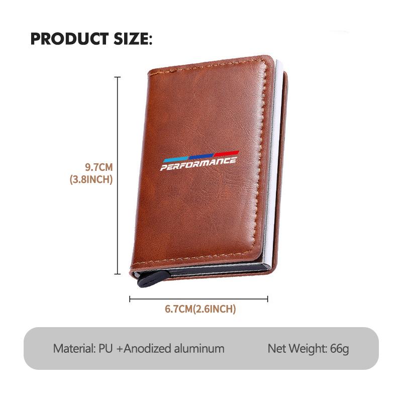 ZDNE2 Car Leather Pop Up Wallet RFID Blocking Metal Double Card Case For BMW 1 3 5 Series G30 G32 G38 2021 2020 2019 2018 E46 E91