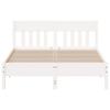 Vidaxl Bed Frame Without Mattress, White, 135X190 Cm, Solid Pine Wood