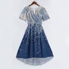 Women's Fashion Casual V Neck Short Sleeve Ruffled Vintage Printed Dresses