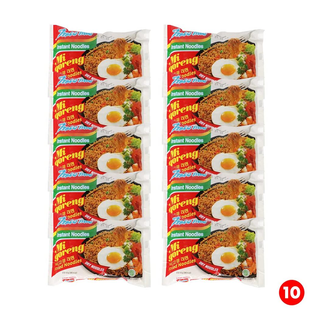 Nanyogen Indomie Mie Goreng Fried 80g 10 (Indonesian-Style Noodles) (Halal Certified) (x Bags)