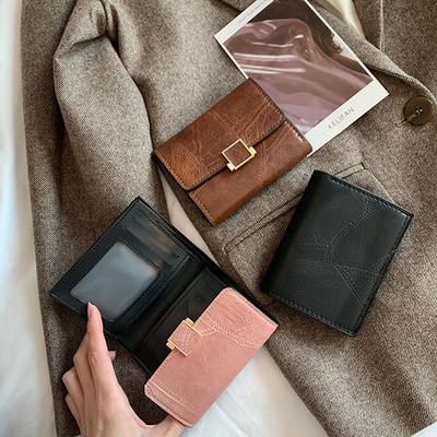 Women Wallet Vintage Short Leather Female Card Holder Coin Purse Multi-functional Clutch Bag