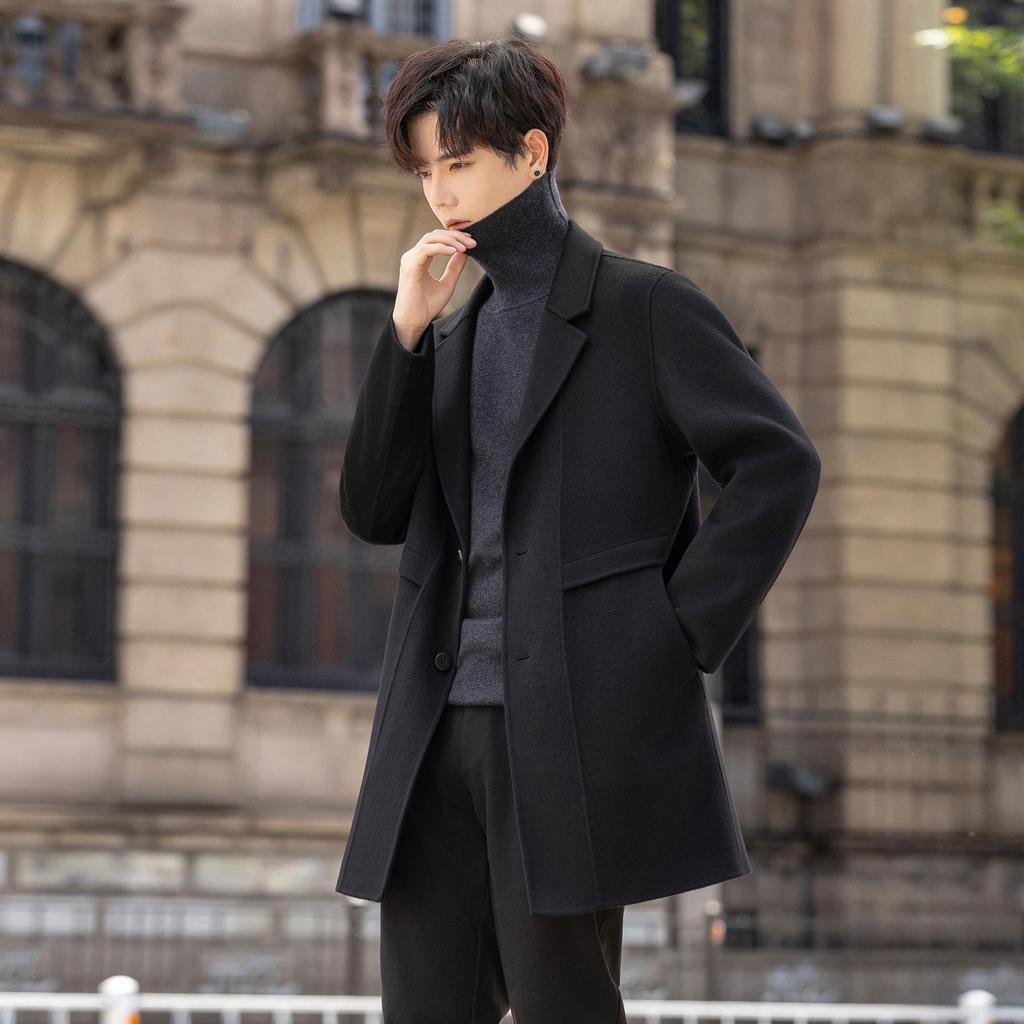 Men's AZ6645 Double-Sided Wool Coat, Mid-Length Korean Style, High-End Suit Jacket for Autumn/Winter 2025