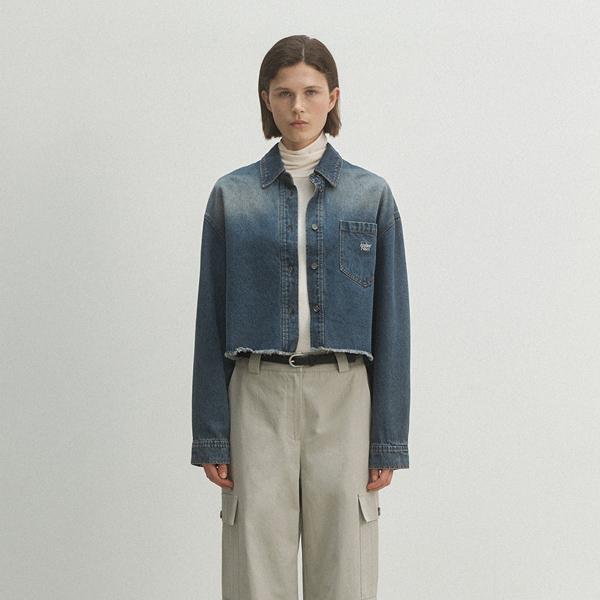 Atelier Nine Aube Crop Denim Shirt(Bl-4256) Blue/Free