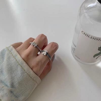 Bear Ring Female Adjustable Couple Opening Ins Internet Celebrity Index Finger Ring Ring Retro Personality Tide