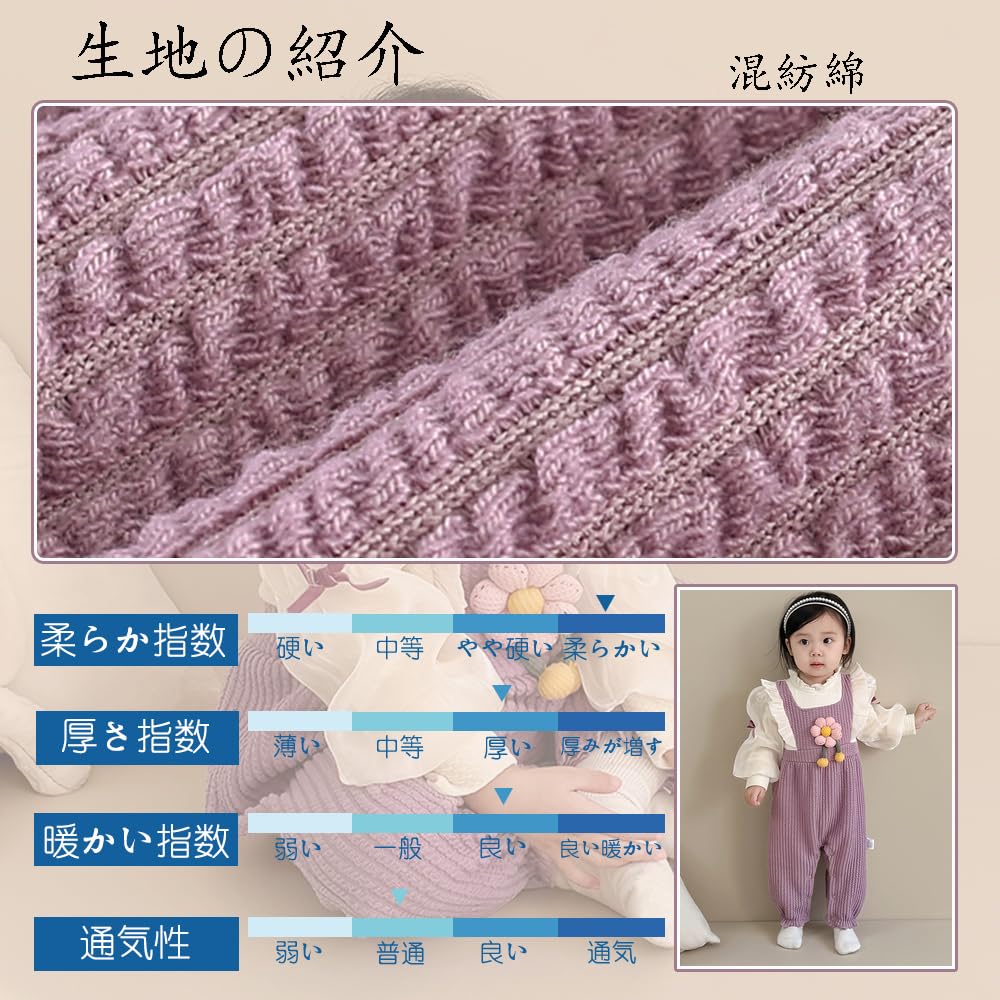 Baby Clothes Girls Rompers Coveralls Baby Clothes Newborn Clothes Going Out Cute Front Opening Long Sleeve Purple Flowers 80 Months [Reegoo Peter]