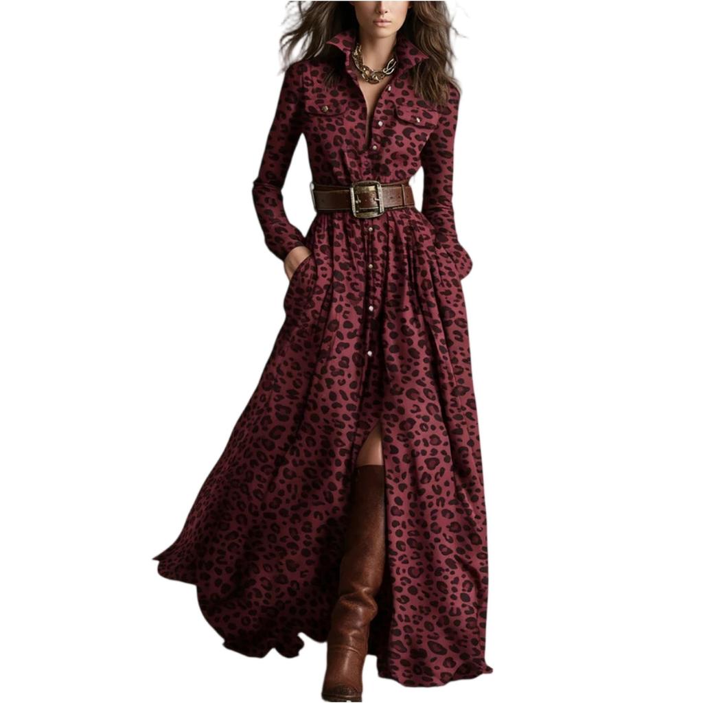 Womens Plaid Shirt Dress V,Neck Button Button Split Asymmetric Hem Checkered Maxi Dress With Pockets