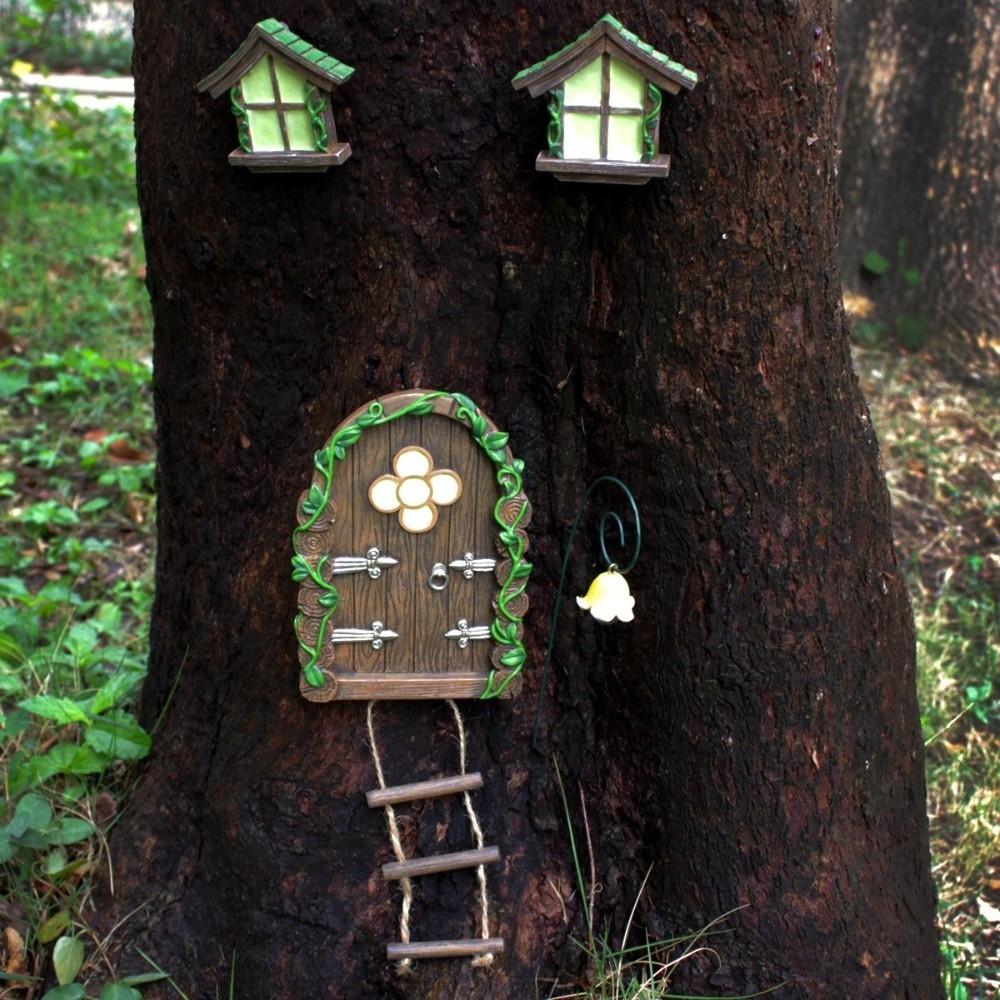 Resin Mini Fairy Tale Door Mini Size Patio Tree Decoration New Garden Pendant  Outdoor Decor