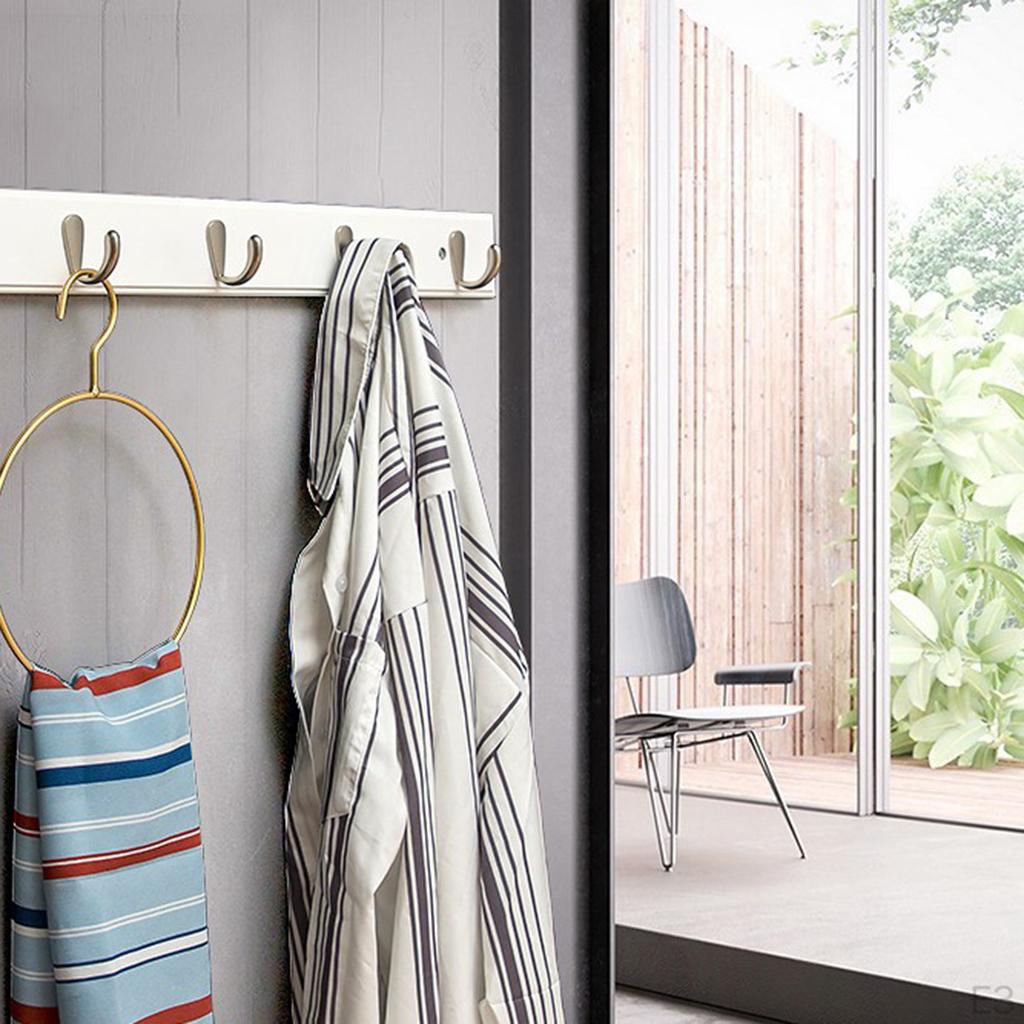 4 Hooks Bamboo Wall-Mounted Coat Hanger Rail Rack Hook Keys Holder