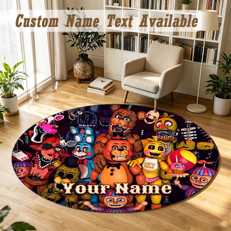 Round Rug Custom NameFive Nights at Freddy’s Pattern Non Slip Carpet Home Floor Decor