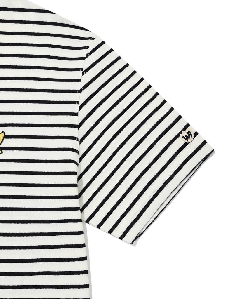 WACKY WILLY Kiki Wappen Striped Short Sleeve T-Shirt Black