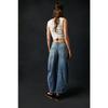 New Women's Vintage Washed Wide Leg Jeans, Mid-Low Rise Loose Fit Denim Pants, Retro Fashion Casual Trousers for Daily Wear