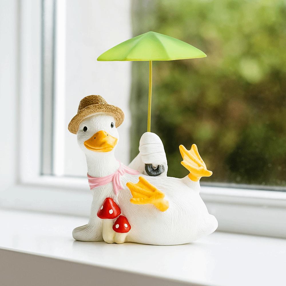 Simulated Duck Umbrella Ornament Handicraft Cartoon Resin Animal Sculpture Balcony Garden Supplies