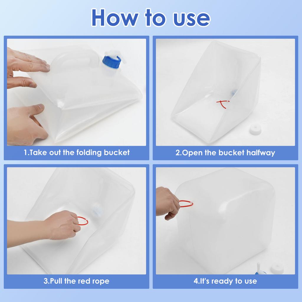 2Pcs 20L Collapsible Drinking Water Container with Spigot Portable Large Capacity Water Storage Bags for Outdoors Camping Hiking