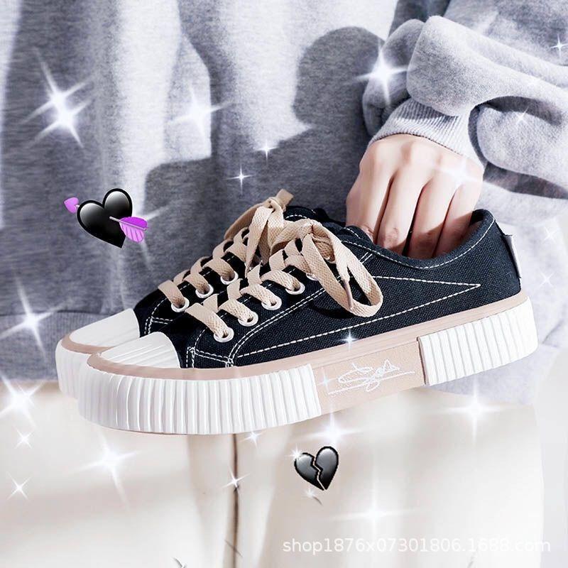 Biscuit shoes low-top canvas shoes women's spring new versatile Harajuku ulzzang student board shoes