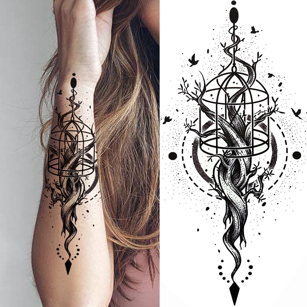 Kompass Brief Temporäre Tattoo Für Männer Frauen Erwachsene Realistische Gefälschte Wolf Schädel Tattoos Aufkleber Tiger Schwarz Wald Tatoos Unterarm