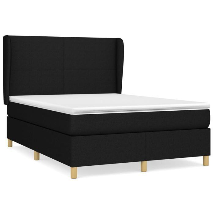 Maison Exclusive - Sommier à lattes de lit avec matelas Noir 140x190 cm Tissu