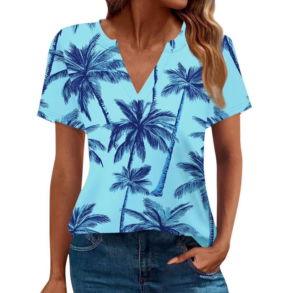 Women's Summer Short Sleeve V Neck Shirt Business Casual Loose T-Shirt Trendy Fashion Clothing Tops