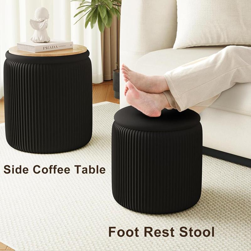 Round Ottoman Living Room Dresser Stool Nordic Modern Footrest Entrance Aesthetic Ottoman Pouf with Storage Space Soft Furniture
