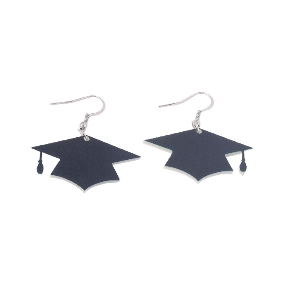 Fully Managed Environmentally Friendly Acrylic Earrings, Personalized Graduation Season Black Scholar Hat Earrings 1 Pair