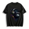 Hip Hop Gorilla With Headphones Graphic Casual Unisex T-Shirt Pure Cotton T-shirt