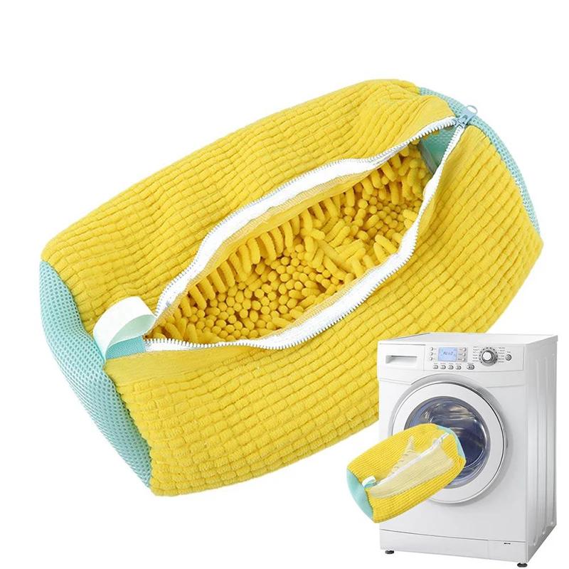 Shoe Wash Bags Padded Net Shoes Protector To Washing Machine Fluffy Fibers Polyester Laundry Bag Cleaning Dirty Shoes Pouch New