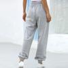 Women Casual Loose Elastic Waist Sports Pants Solid Color Sweatpants Baggy Ankle-Length Pants