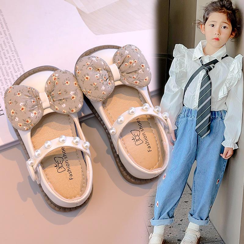 Kinderschuhe aus Leder 2026 Frühling und Herbst Koreanischer Stil Prinzessinnenschuhe für Mädchen für Kleinkinder, Weiche Sohle, Rutschfest, Langlebig und Rutschfest