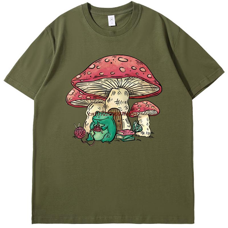 Cute Featuring A Mushroom House And A Frog Fashion Graphic T Shirts Summer Cotton New Shirts And Tshirts Unisex Print T Shirt