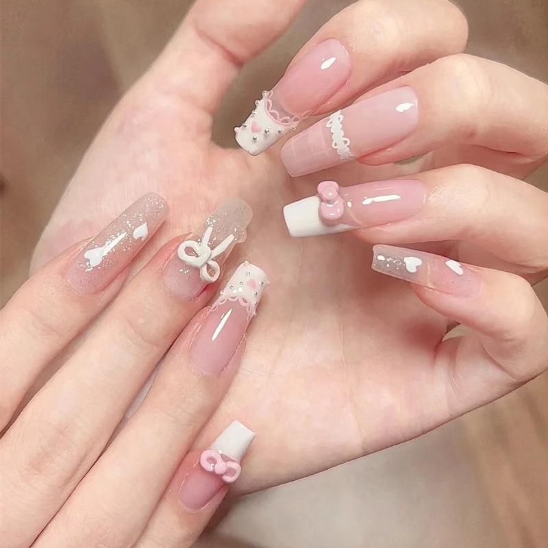 24Pcs Blue Star Cat Eye Press On Nails Simple Wearable False Nails Stick On Fake Nails