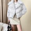 Korean Style Women's Winter White Duck Down Jacket with Stand Collar