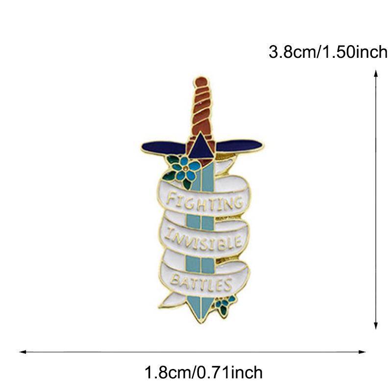 "Fighting Invisible Battles" Interesting Quote Sword Brooch Waist Cinching Decoration Needle Buckle Badge Accessory