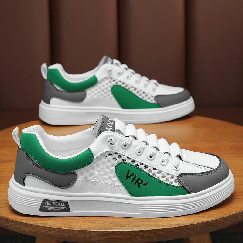 

Летняя мужская дышащая повседневная обувь, модные универсальные легкие кроссовки на платформе, лоферы, уличная нескользящая обувь для ходьбы, теннис 44 зелёный