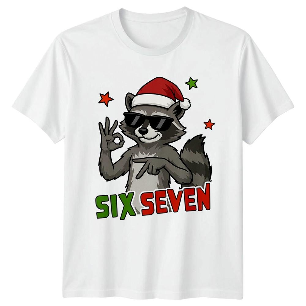 Six Seven Raccoon Christmas Holidays Unisexs Unisexs Graphic Tee S