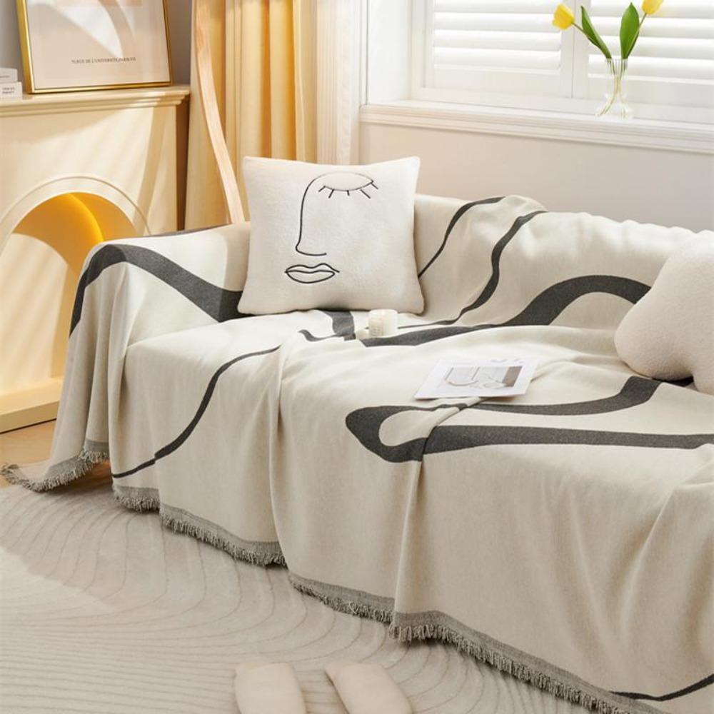 1pcs Modern Sofa Cover Four Season Non-Slip Dust Anti-Cat Scratch Nordic Tassel Throw Blanket Home Couch Decor Accessories