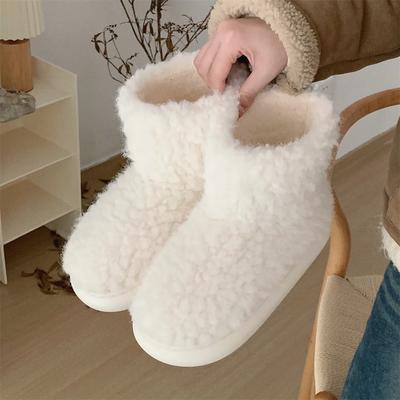 Plüsch warme Plüsch kurze Baumwollschuhe für draußen Herbst und Winter 2024 neu schlichte einfarbige Schneestiefel Damen