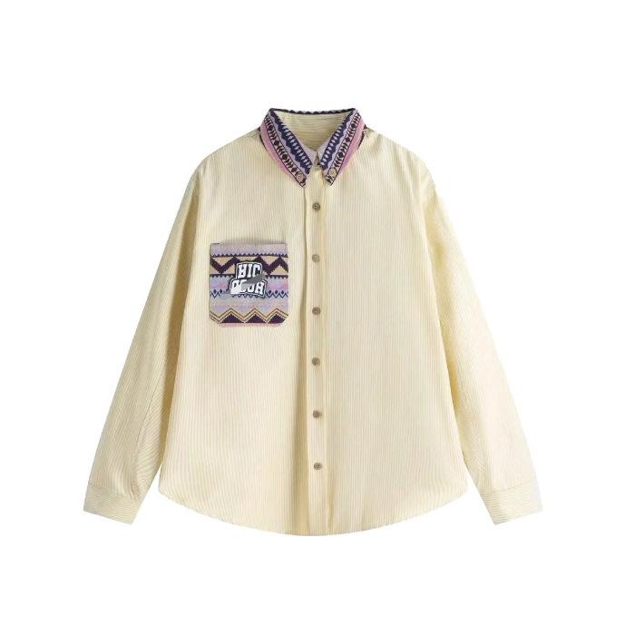 Women's Trendy Striped Long-Sleeve Shirt, Early Autumn Casual Jacket, Loose Fit Top