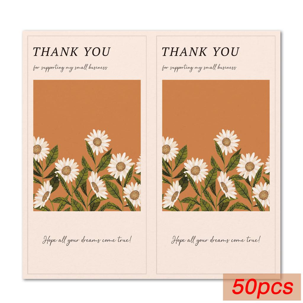 50 Pcs Flower Thank You Stickers Seal Labels For Gift Or Commodity Decor Stickers Small Business Packaging Sealing Stickers