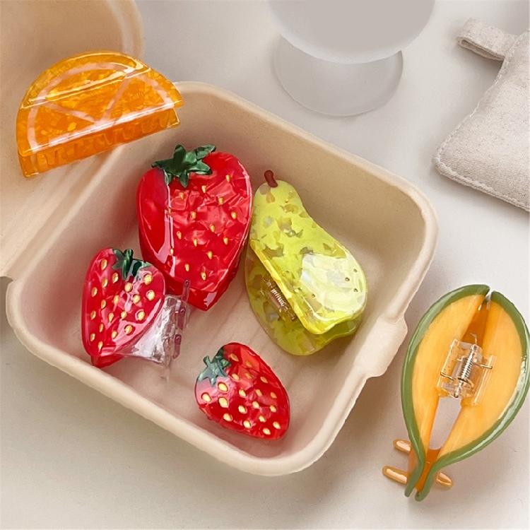 Ponytail Claw Hair Clip Barrettes Clamp Fruit Theme Hair Adornment Hair Ornaments Fun Hairpin for Girls Casual Wear
