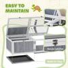 Wooden Tortoise House with Lamp Holder, Clear Windows, Openable Tops, Built-In Tray, Light Grey