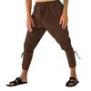 Pantaloni da Uomo Medievali Vichinghi Pirata con Cinturino alla Caviglia Elastico in Vita Larga Pieghettati Allacciati Monocromatici Pantaloni Corti Costume da Performance Cosplay
