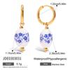 Chinese Style Ceramic Ear Buckle Dripping Oil Gold Hoop Earrings  Party
