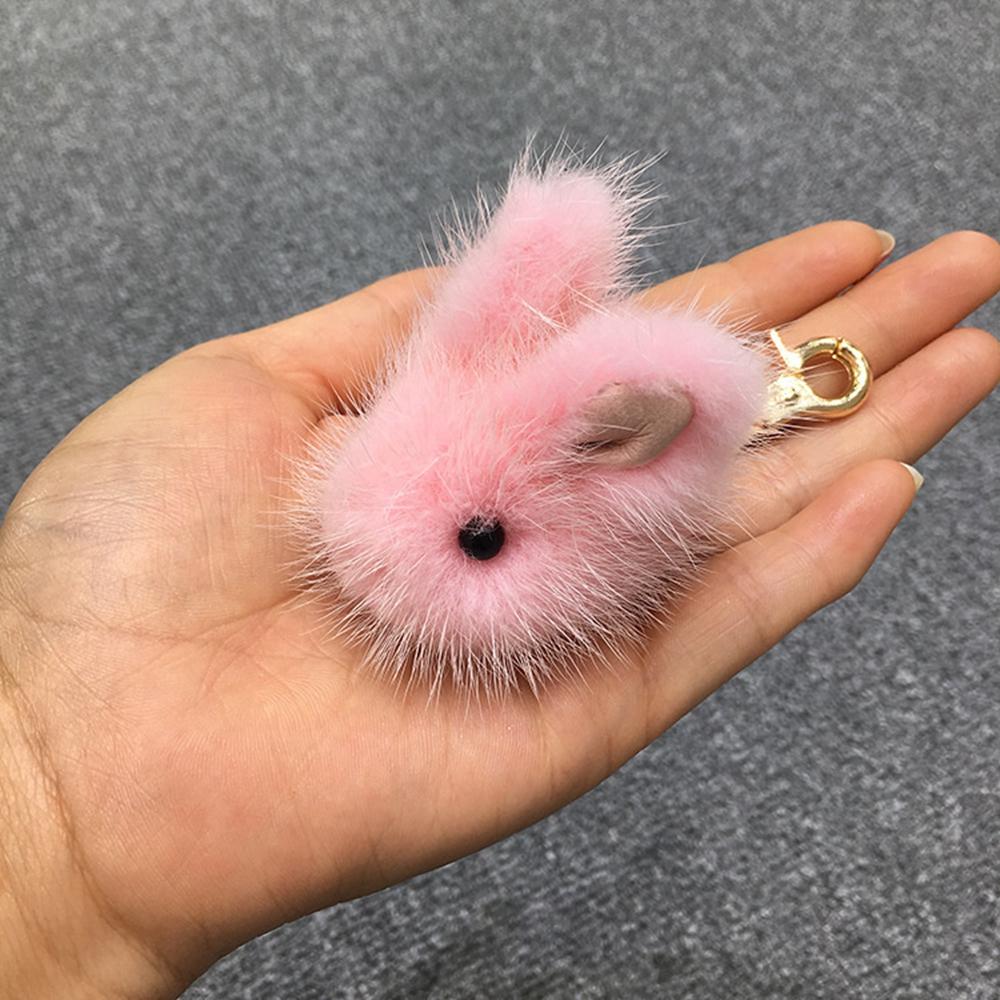 Hochwertiger 5CM Kawaii Plüsch Schlüsselanhänger Niedlicher Nerz Angora Kaninchen Langhaariges Kaninchen Weicher Anhänger Handtasche Autoschlüsselhalter Spielzeug