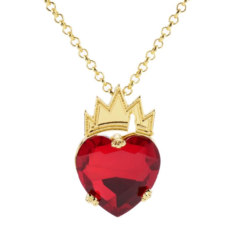 Evie Royal Red Heart Necklace Tiara Descendants Red Heart Crown Jewelry Set Queen of Hearts Eive Costume for Girl Teen Halloween